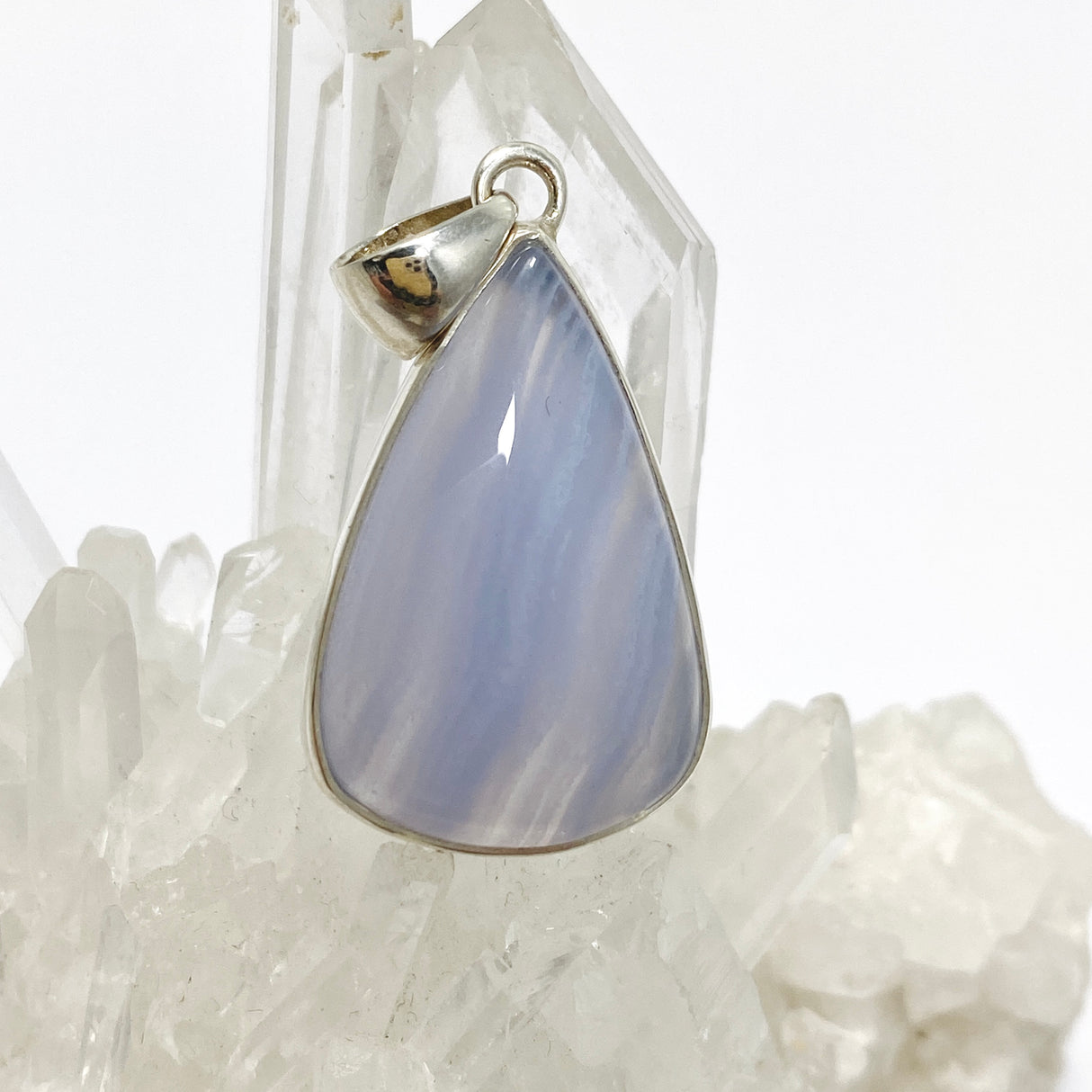 Blue Lace Agate Teardrop Cabochon Pendant KPGJ4828
