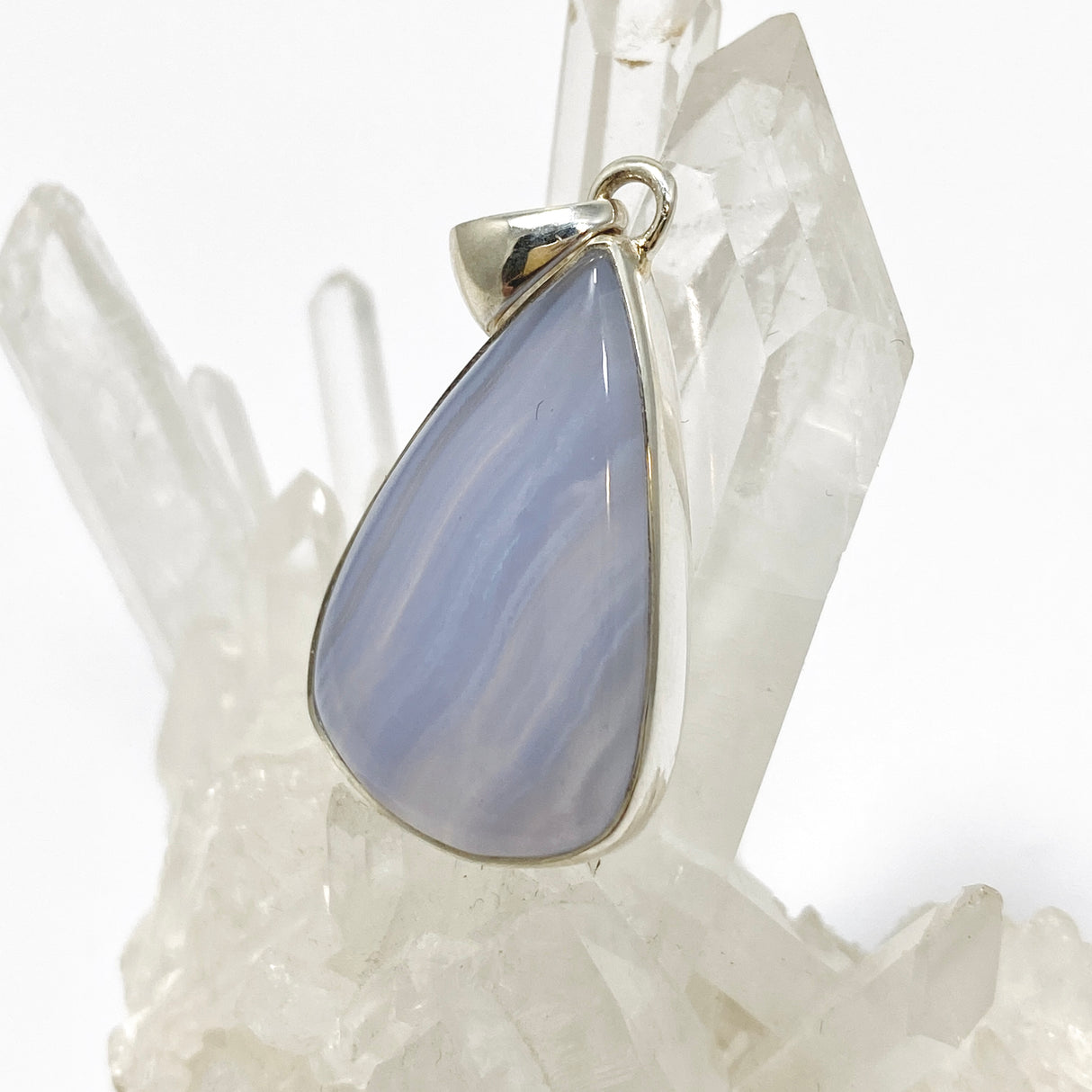 Blue Lace Agate Teardrop Cabochon Pendant KPGJ4828