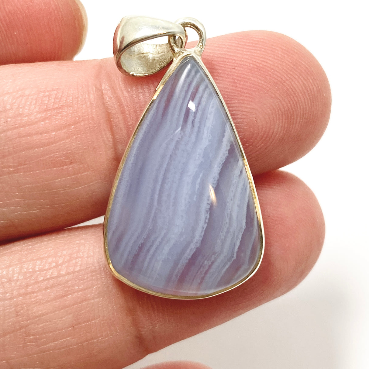 Blue Lace Agate Teardrop Cabochon Pendant KPGJ4828