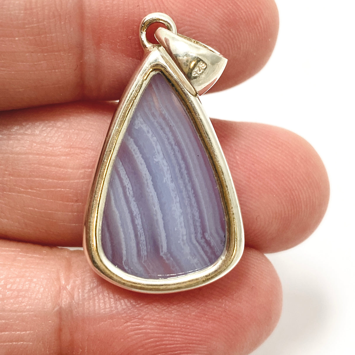 Blue Lace Agate Teardrop Cabochon Pendant KPGJ4828