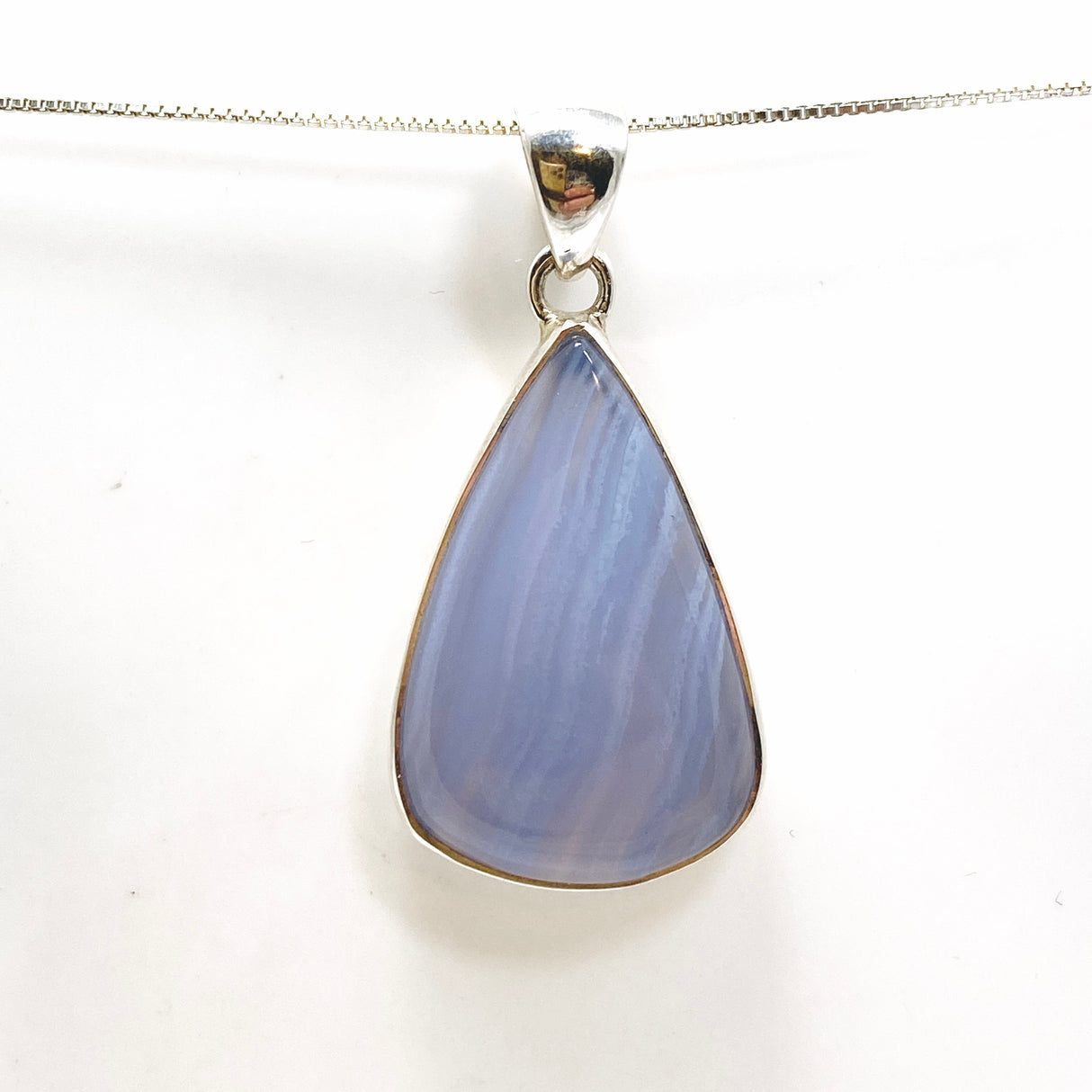 Blue Lace Agate Teardrop Cabochon Pendant KPGJ4828