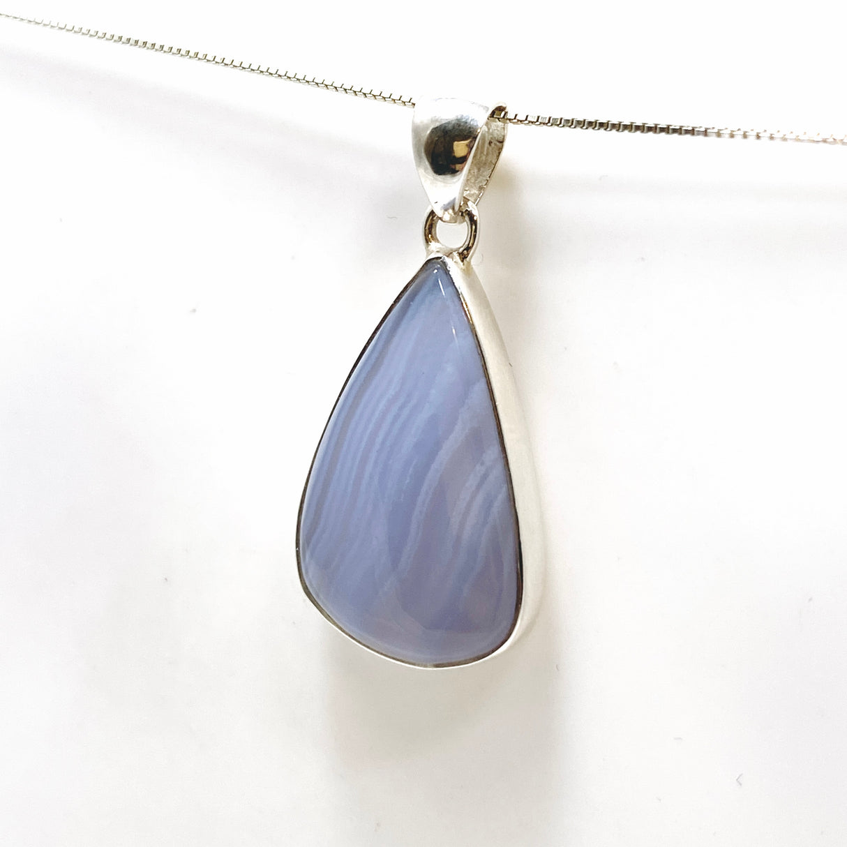 Blue Lace Agate Teardrop Cabochon Pendant KPGJ4828