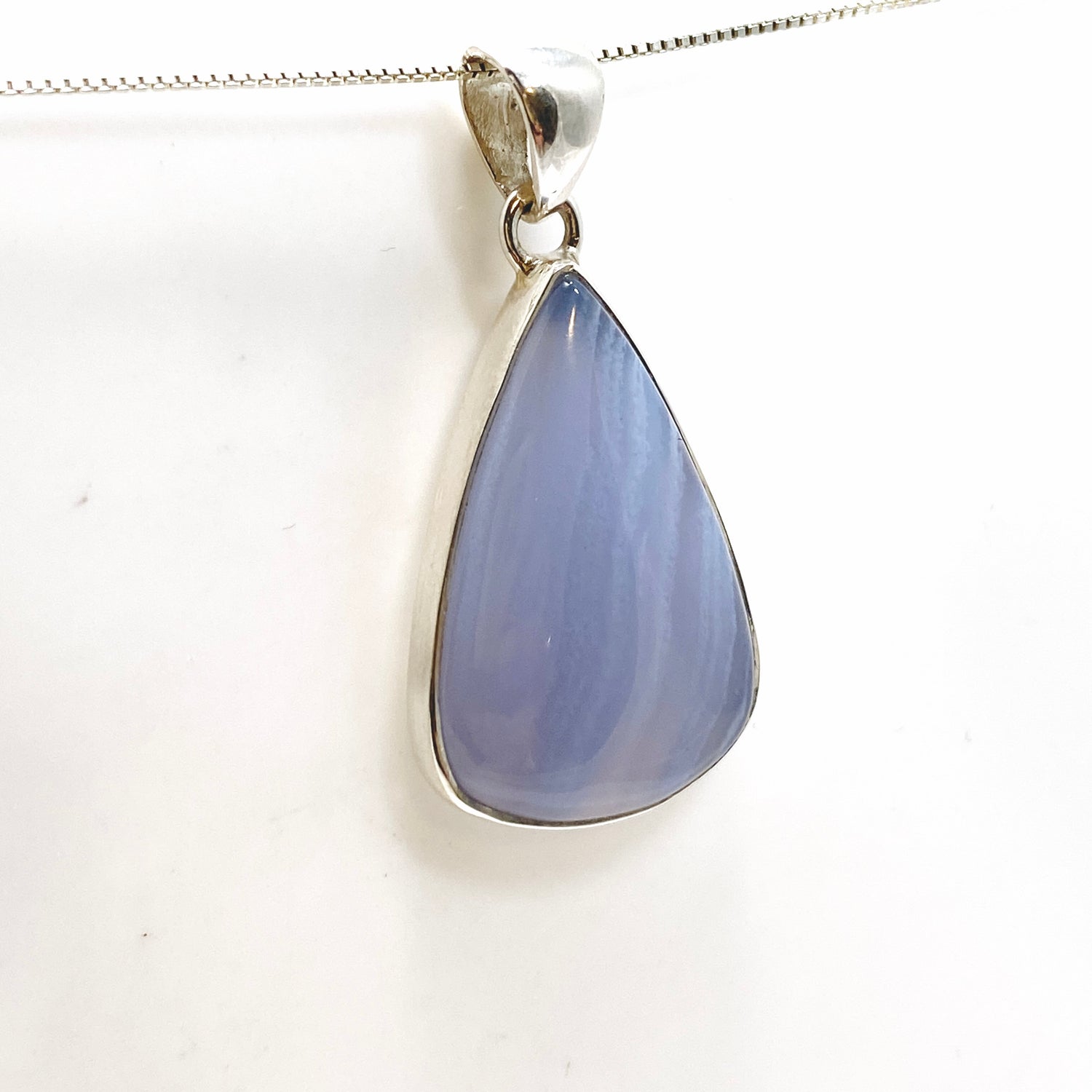 Blue Lace Agate Teardrop Cabochon Pendant KPGJ4828
