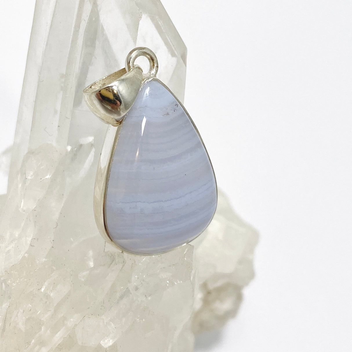 Blue Lace Agate Teardrop Cabochon Pendant KPGJ4829