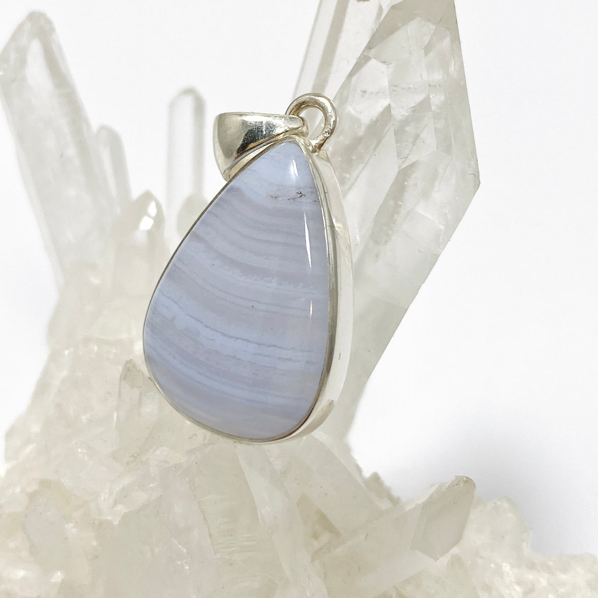 Blue Lace Agate Teardrop Cabochon Pendant KPGJ4829