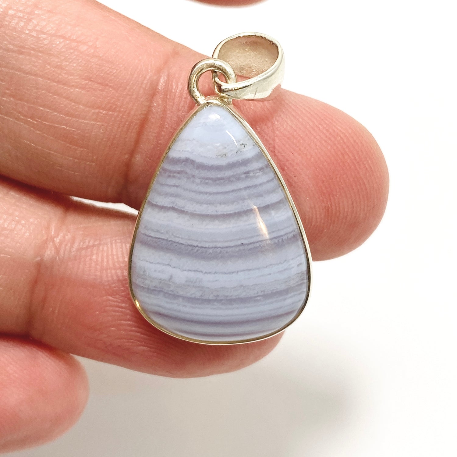 Blue Lace Agate Teardrop Cabochon Pendant KPGJ4829