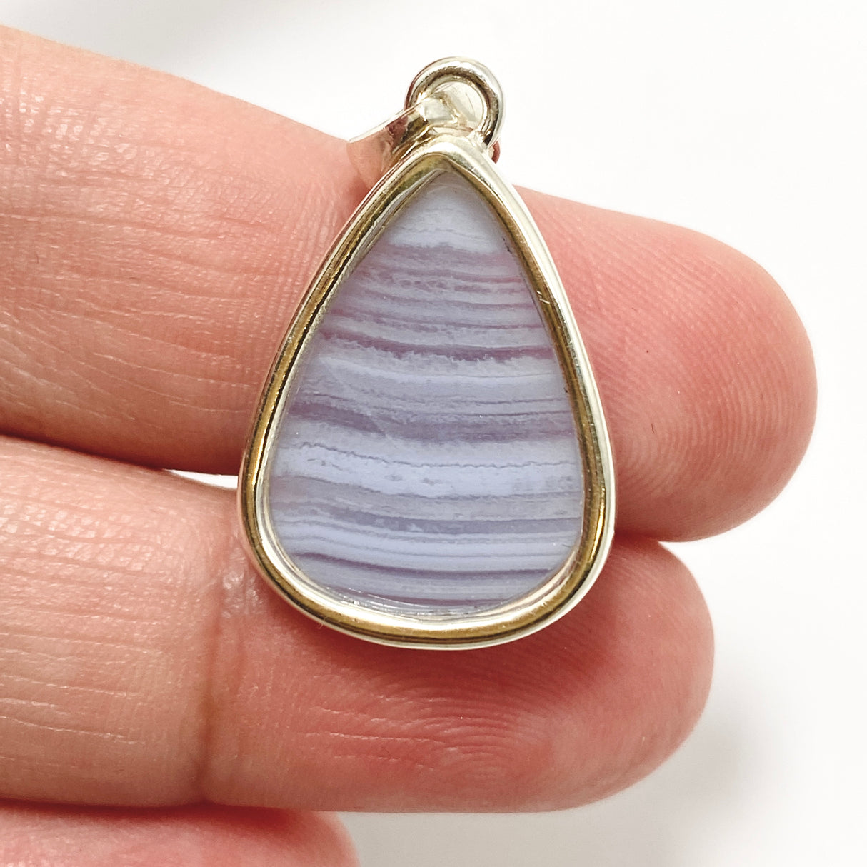 Blue Lace Agate Teardrop Cabochon Pendant KPGJ4829