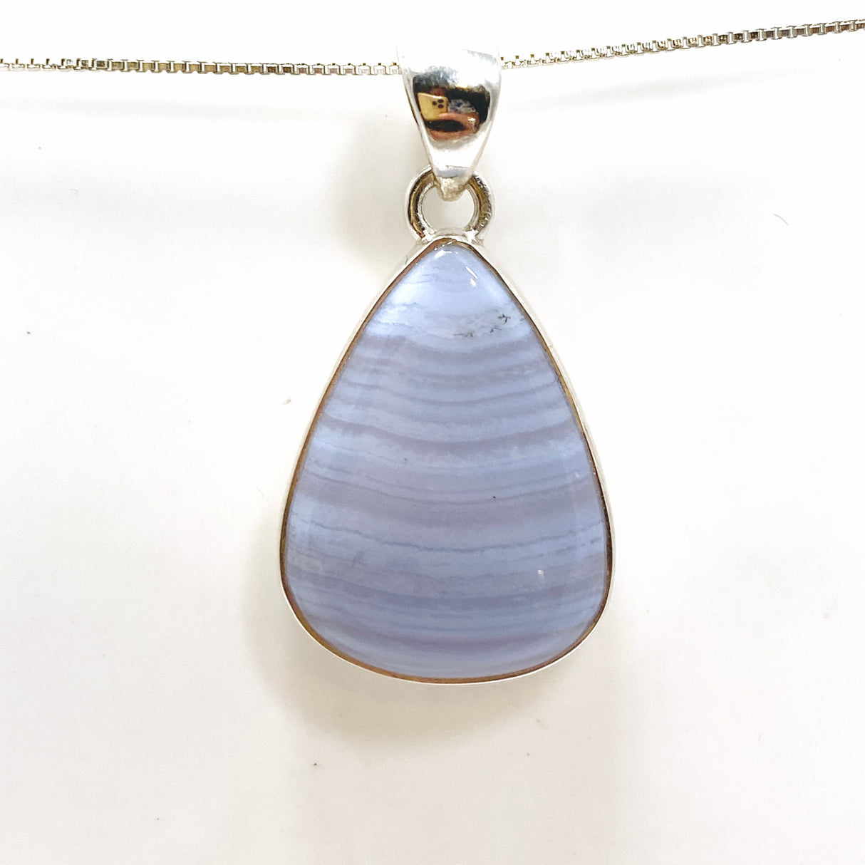 Blue Lace Agate Teardrop Cabochon Pendant KPGJ4829