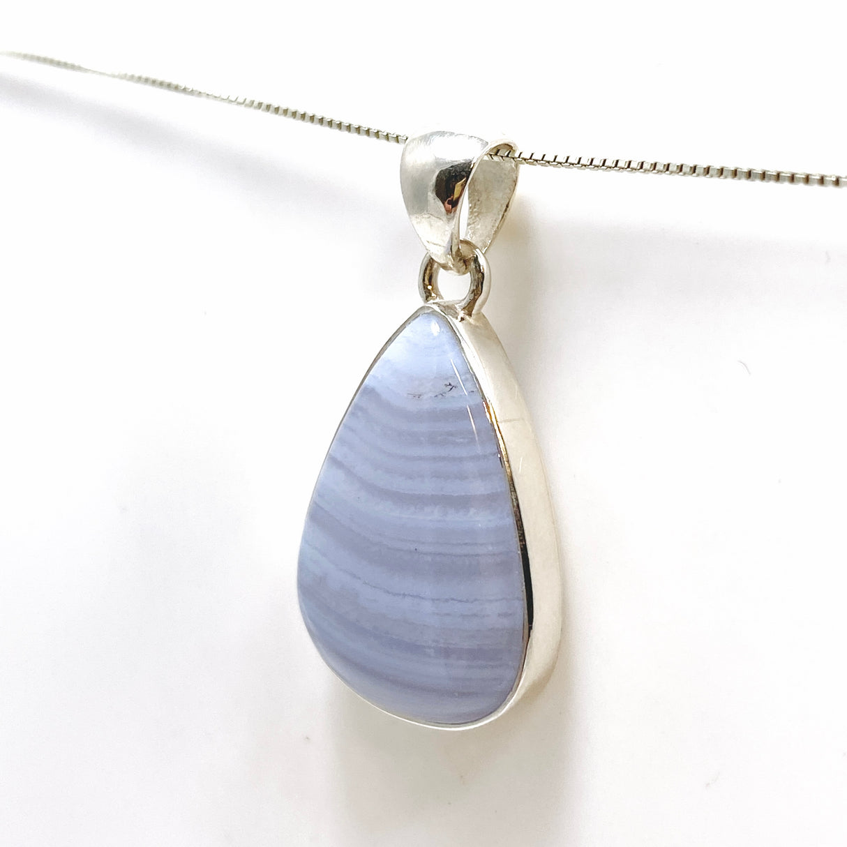 Blue Lace Agate Teardrop Cabochon Pendant KPGJ4829