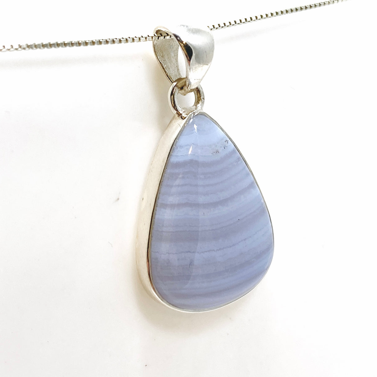 Blue Lace Agate Teardrop Cabochon Pendant KPGJ4829