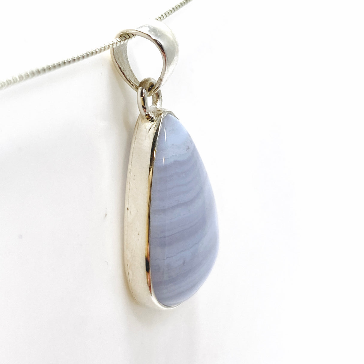 Blue Lace Agate Teardrop Cabochon Pendant KPGJ4829