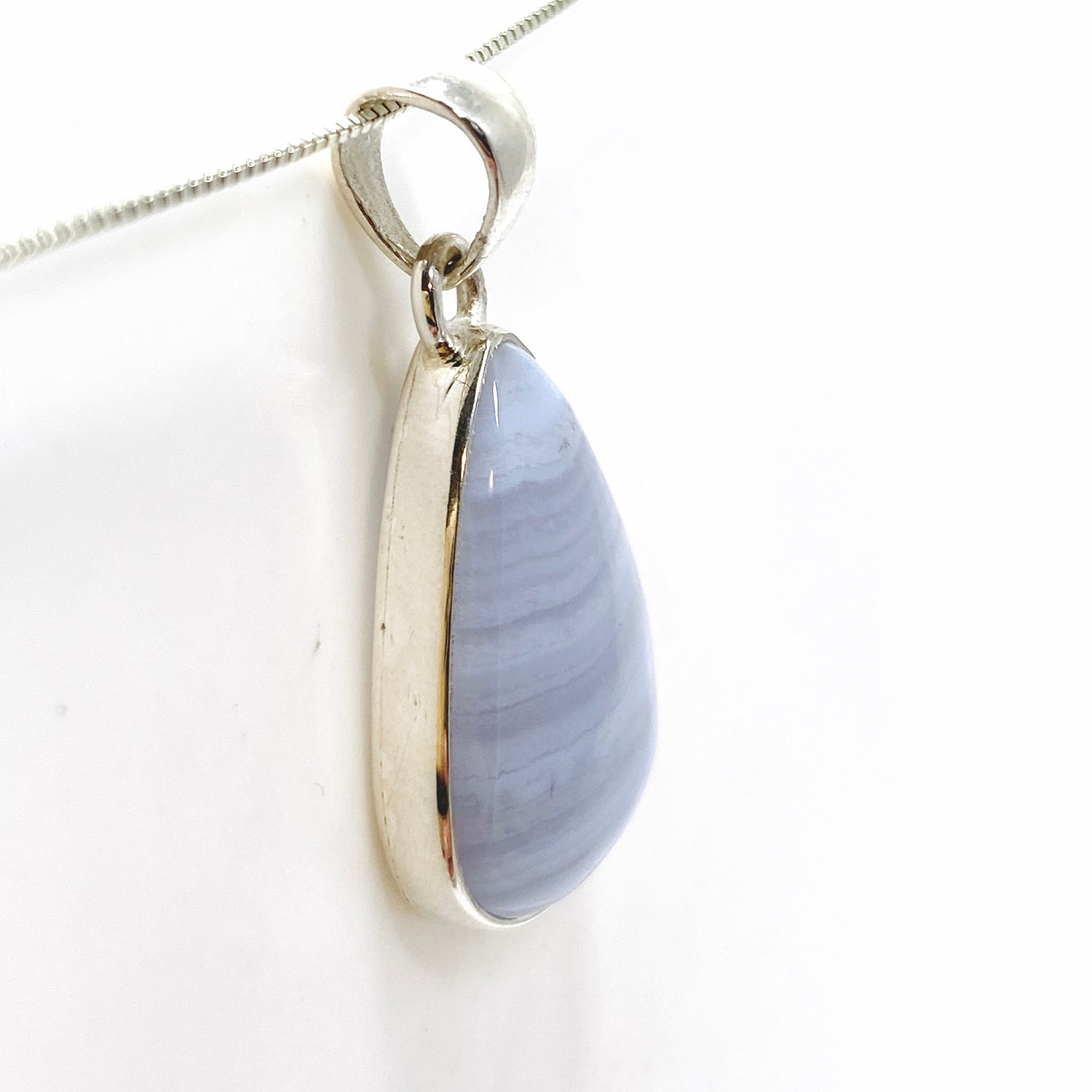 Blue Lace Agate Teardrop Cabochon Pendant KPGJ4829