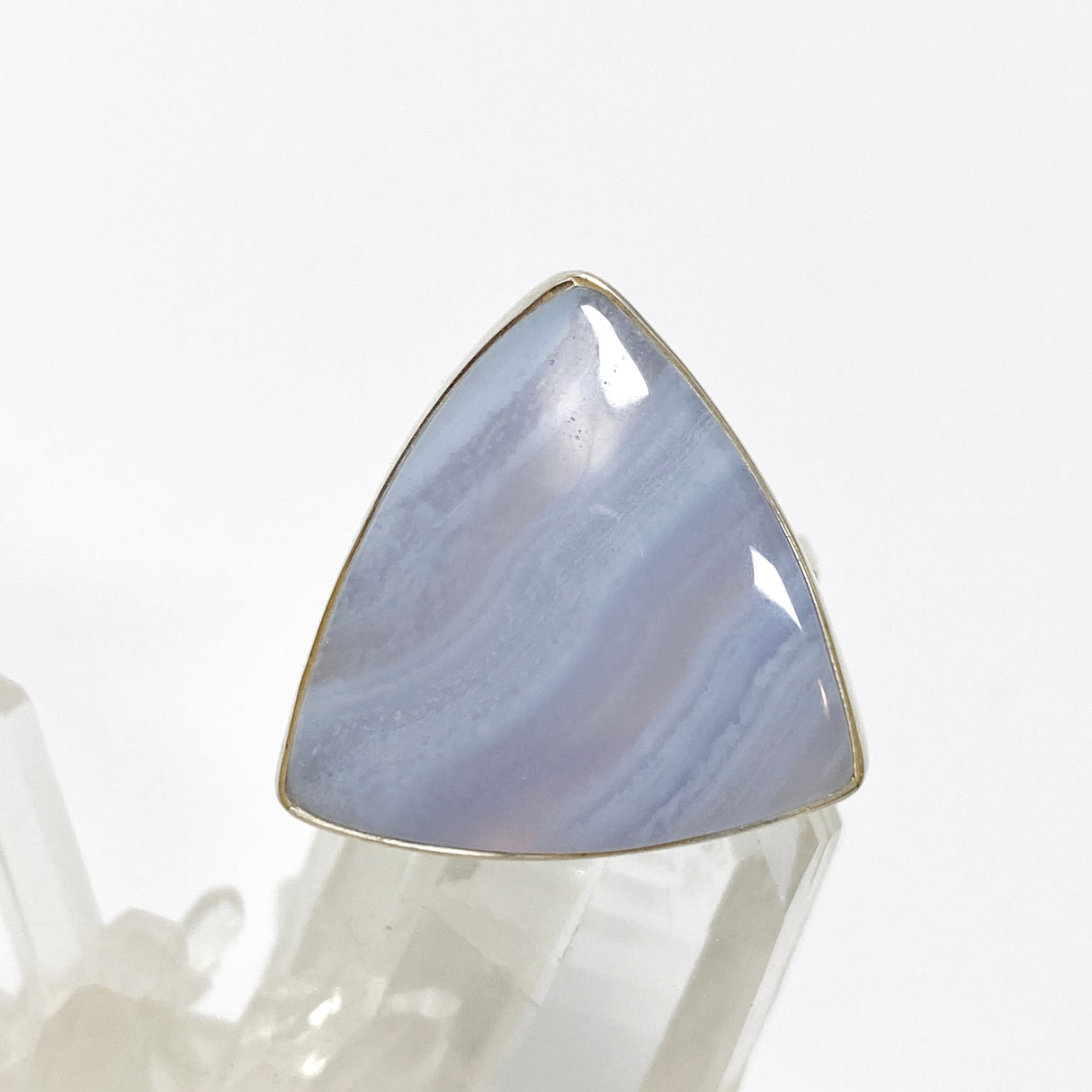 Blue Lace Agate Triangular Cabochon Ring Size 8 KRGJ3383