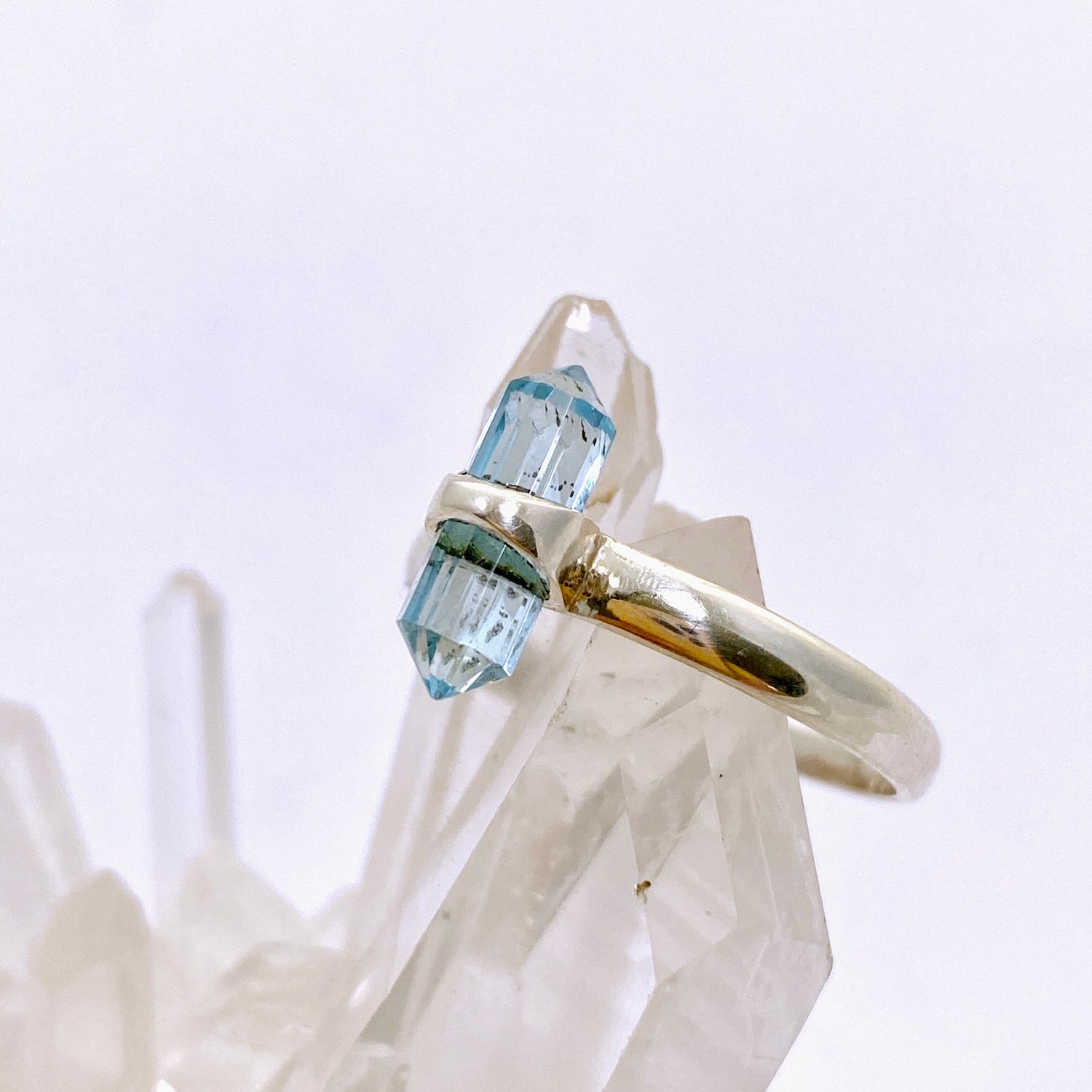 Blue Topaz Double Point Ring RRR-26