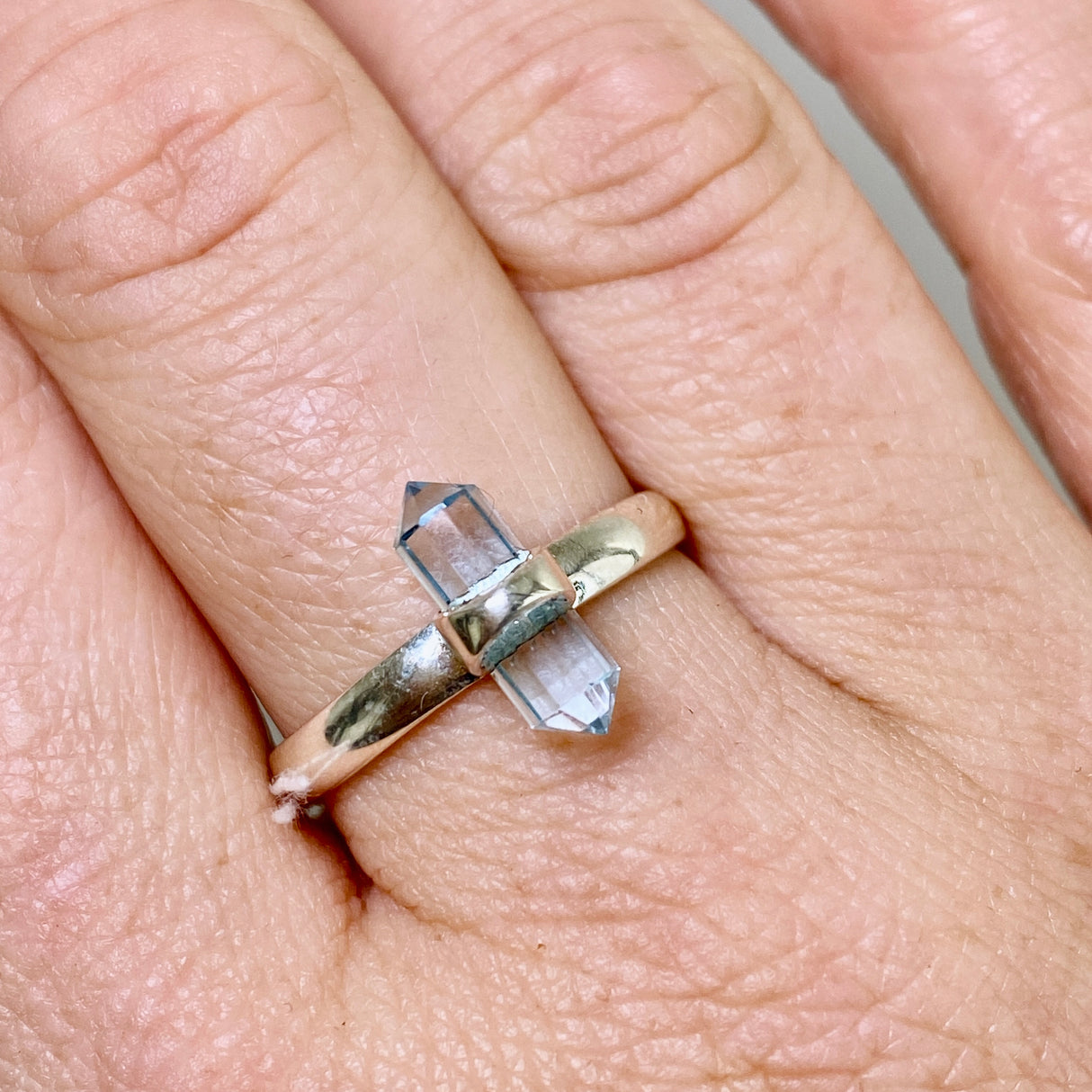 Blue Topaz Double Point Ring RRR-26