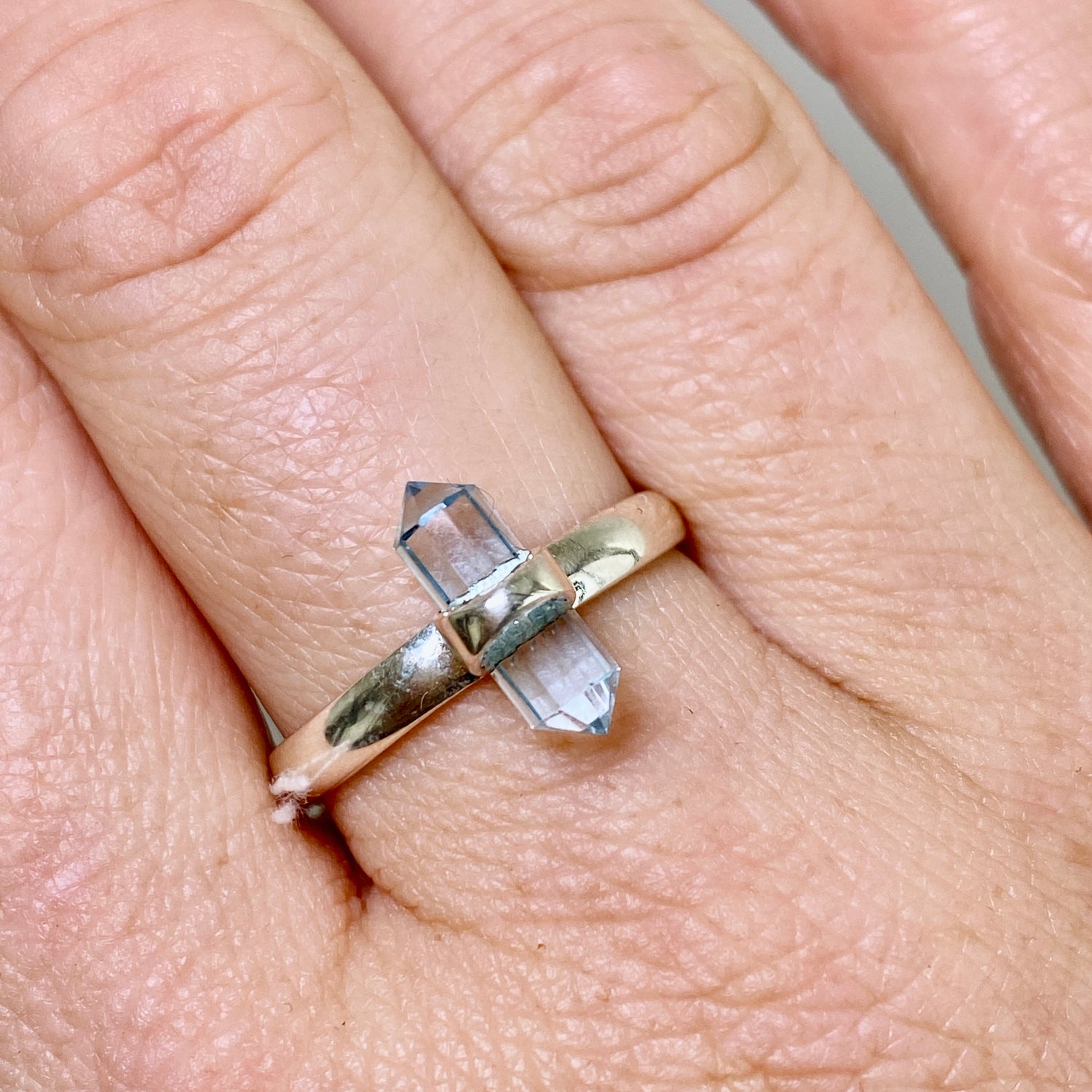 Blue Topaz Double Point Ring RRR-26
