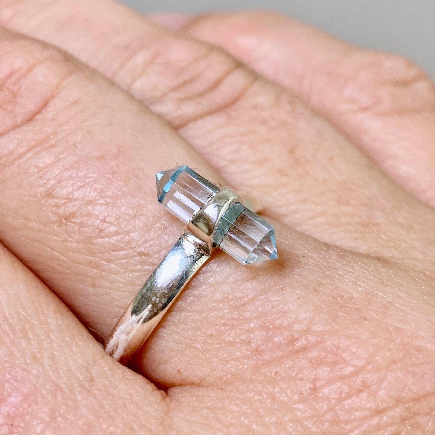 Blue Topaz Double Point Ring RRR-26