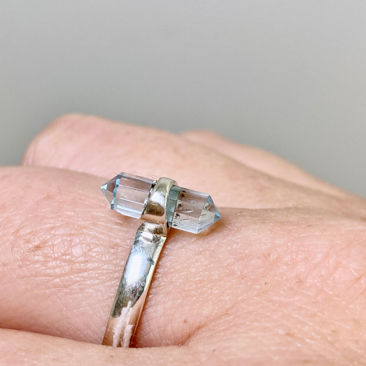 Blue Topaz Double Point Ring RRR-26