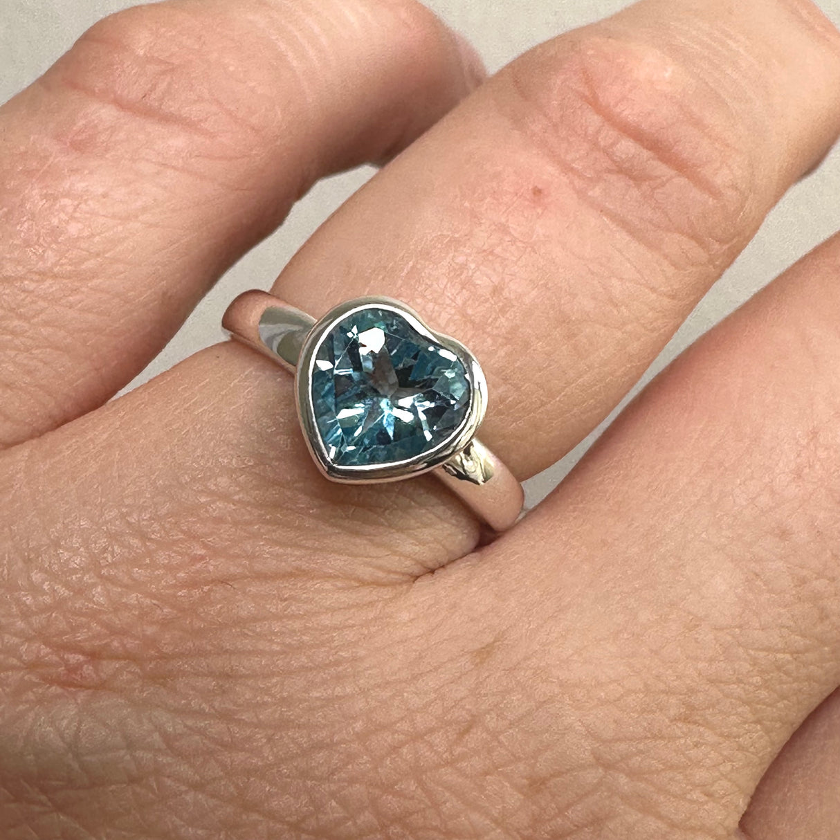 Blue Topaz Faceted Heart Ring PRGJ419