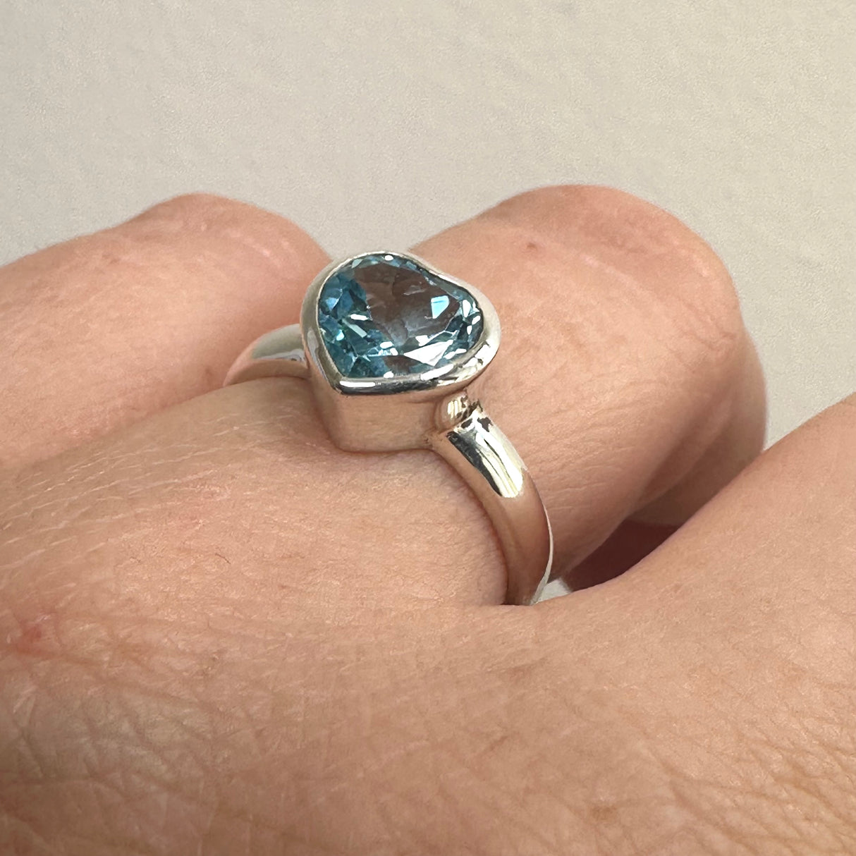 Blue Topaz Faceted Heart Ring PRGJ419