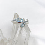 Blue Topaz Faceted Marquise Multistone Leaf Ring R3735 - Nature's Magick