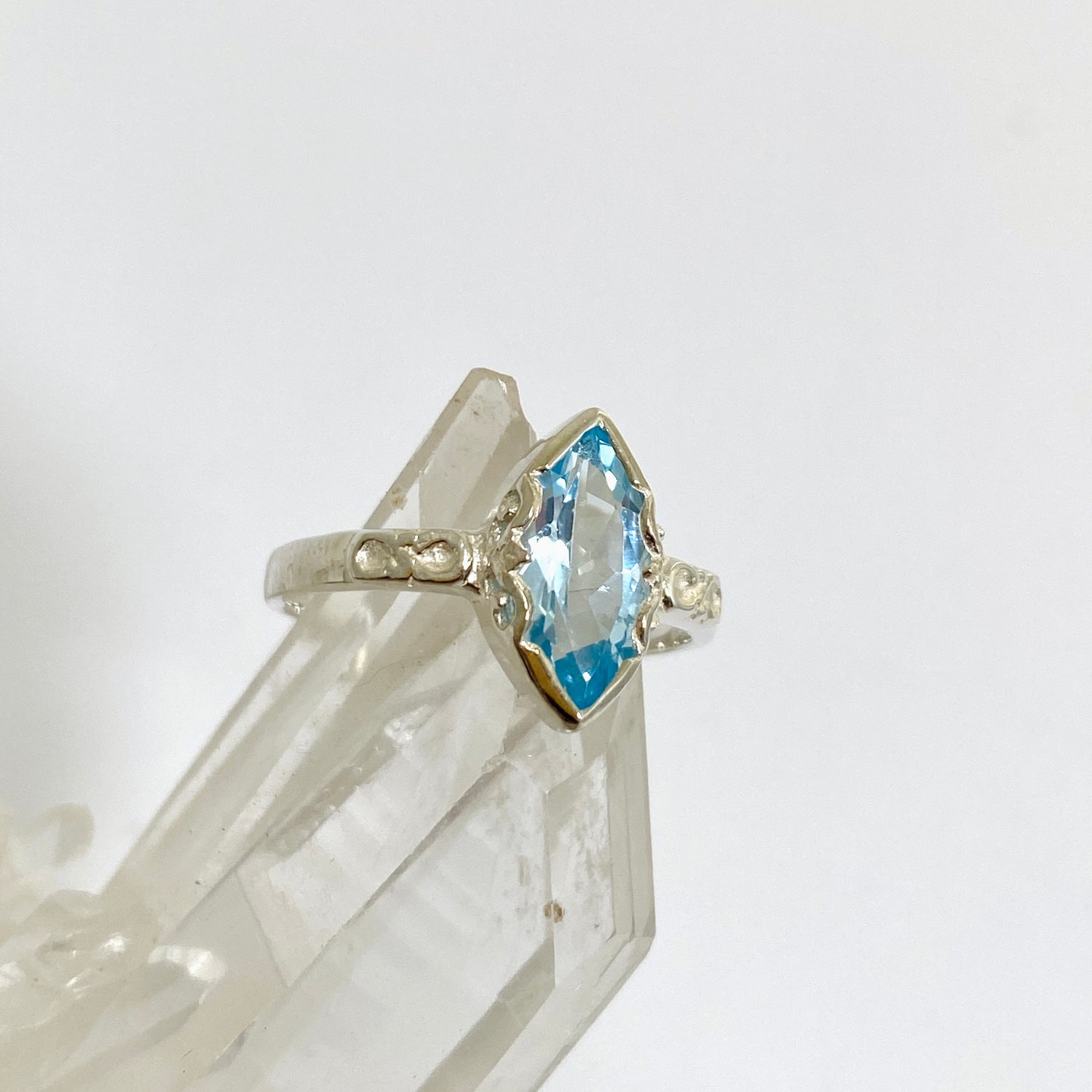 Blue Topaz Faceted Marquise Ring in a Decorative Setting R3726