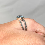 Blue Topaz Faceted Oval Decorative Split Band Ring R3861 - Nature's Magick