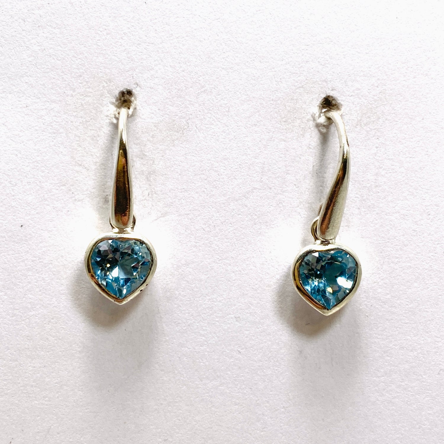 Blue Topaz Heart Faceted Earrings PEGJ209