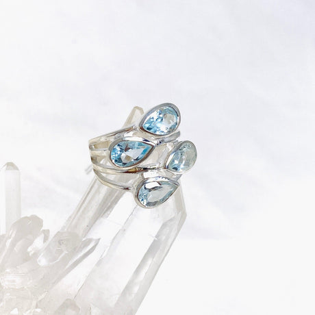Blue Topaz Multi-stone Faceted Teardrop Ring R3815 - Nature's Magick