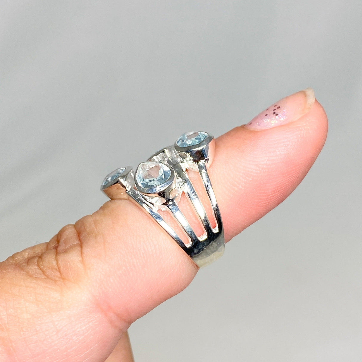 Blue Topaz Multi-stone Faceted Teardrop Ring R3815 - Nature's Magick