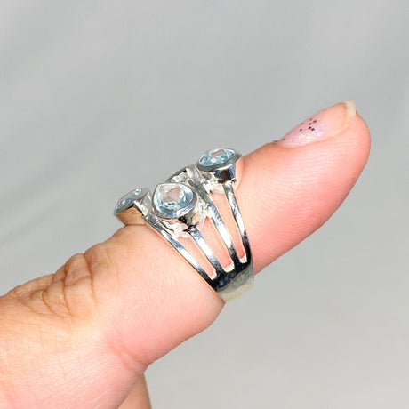Blue Topaz Multi-stone Faceted Teardrop Ring R3815 - Nature's Magick
