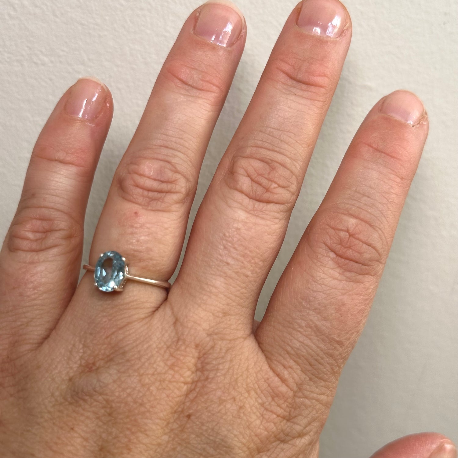 Blue Topaz Oval Faceted Solitaire Ring PRGJ794