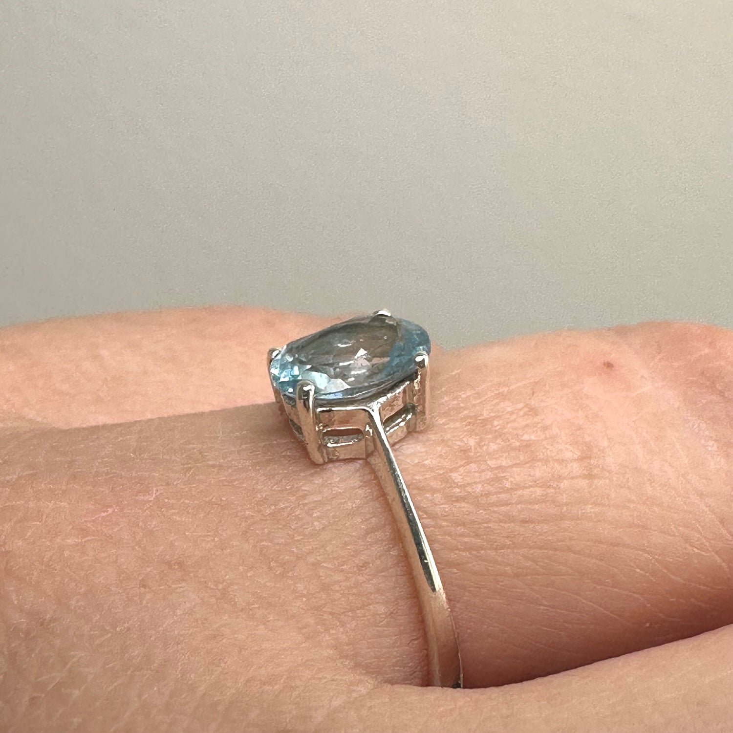 Blue Topaz Oval Faceted Solitaire Ring PRGJ794