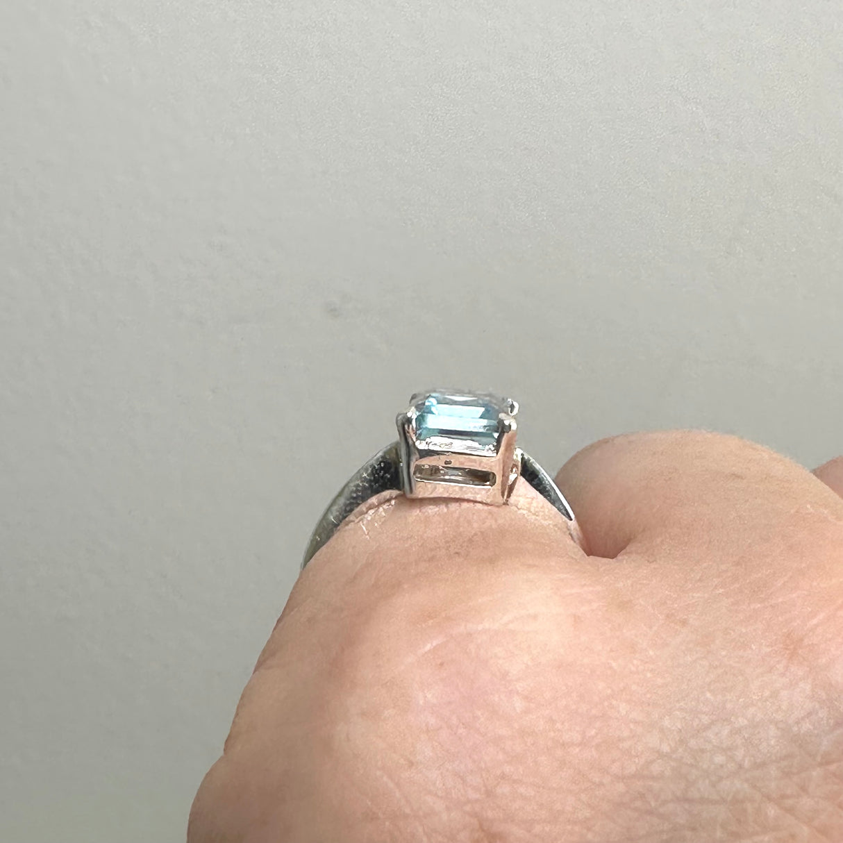 Blue Topaz Rectangular Faceted Ring Size 5 PRGJ641