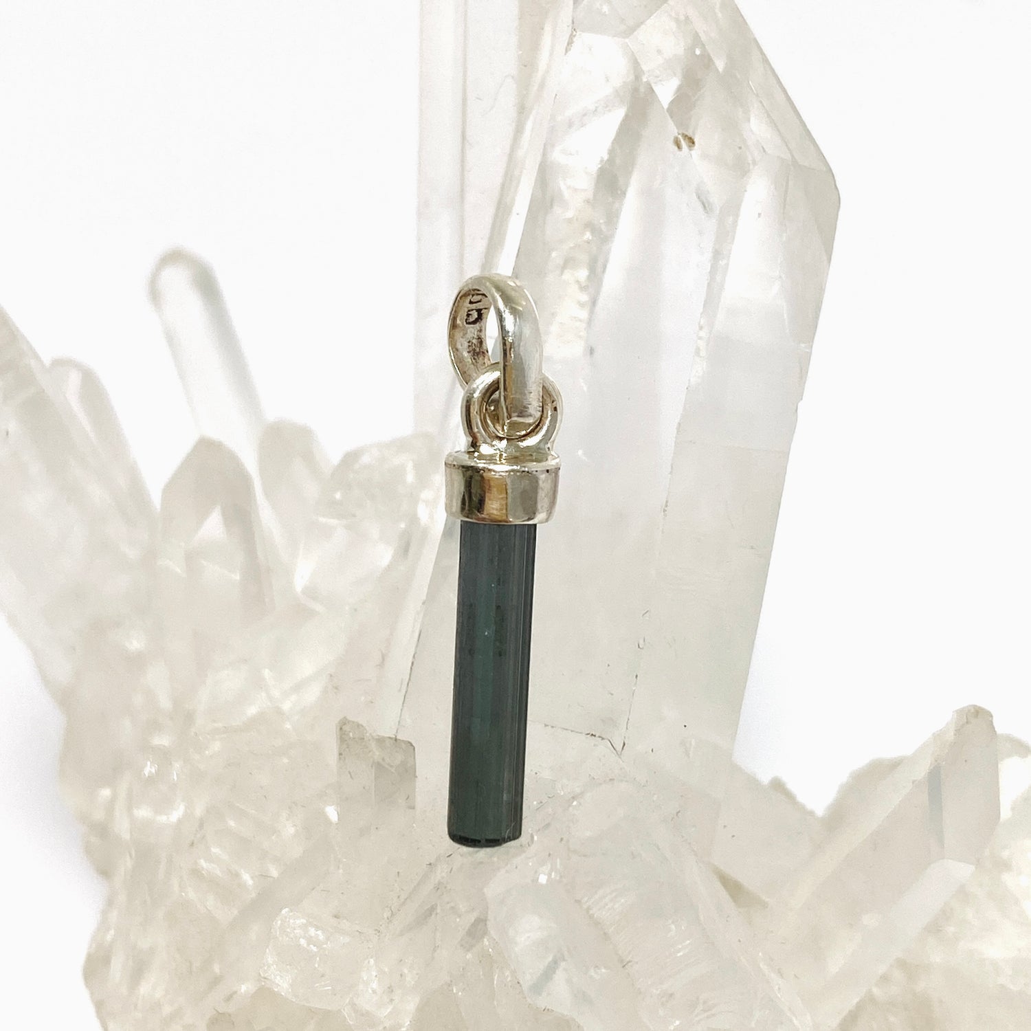 Blue Tourmaline Raw Crystal Pendant PPGJ1192