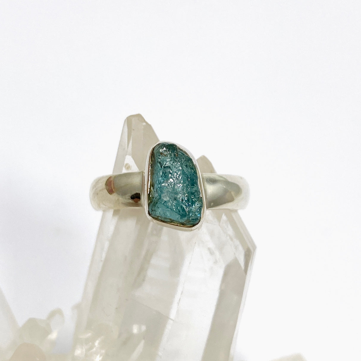 Blue Tourmaline Raw Ring Size 8 PRGJ717