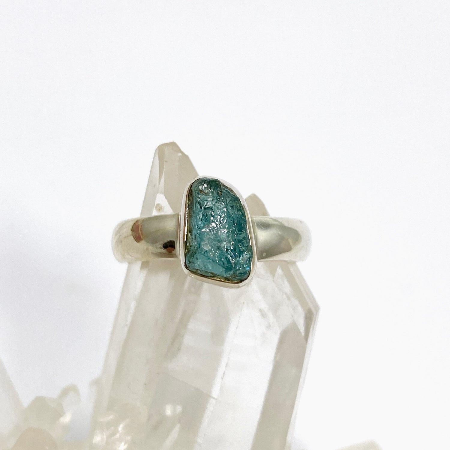 Blue Tourmaline Raw Ring Size 8 PRGJ717