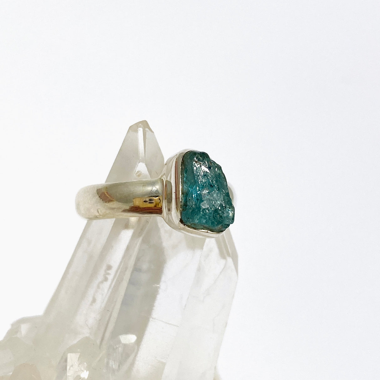 Blue Tourmaline Raw Ring Size 8 PRGJ717