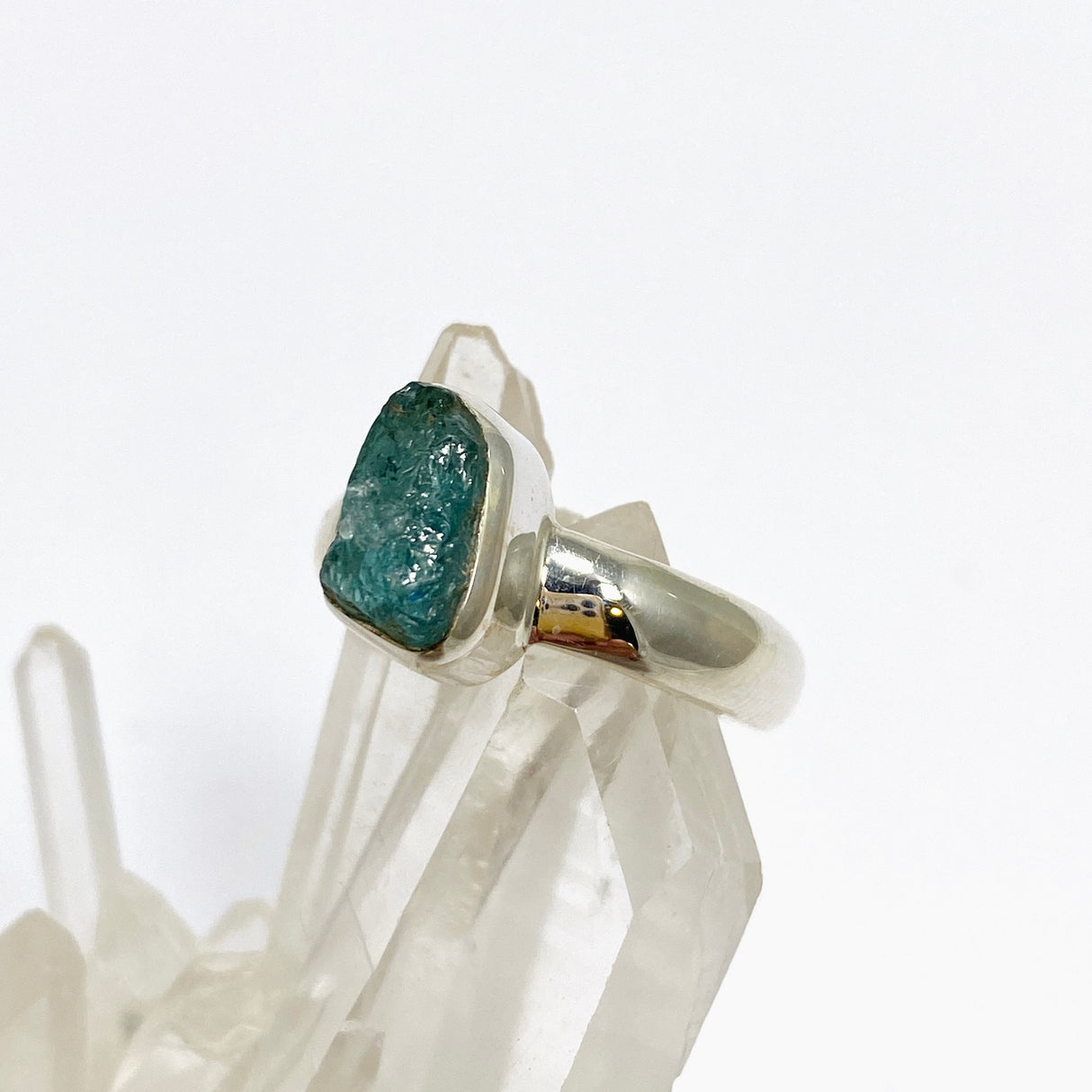 Blue Tourmaline Raw Ring Size 8 PRGJ717