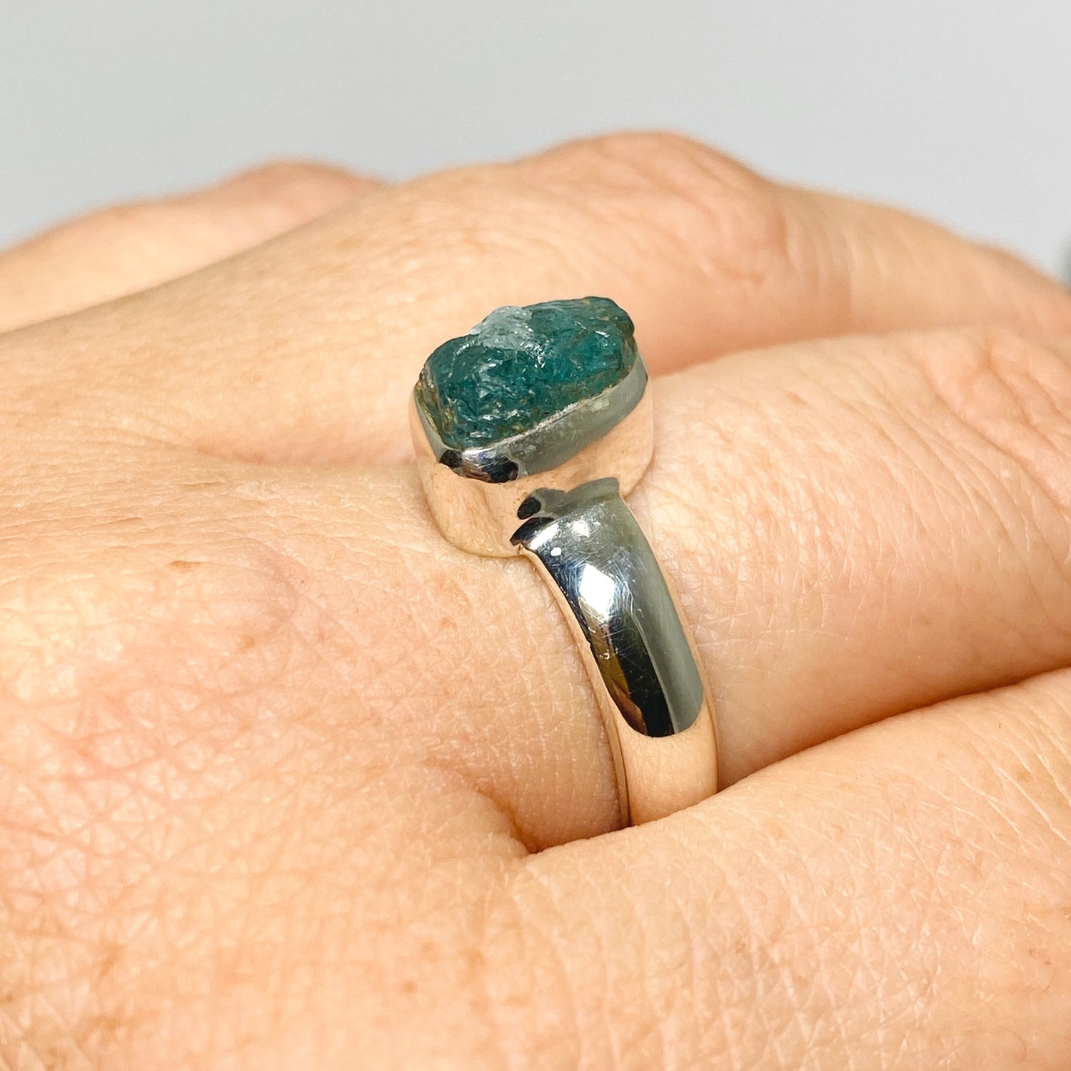 Blue Tourmaline Raw Ring Size 8 PRGJ717