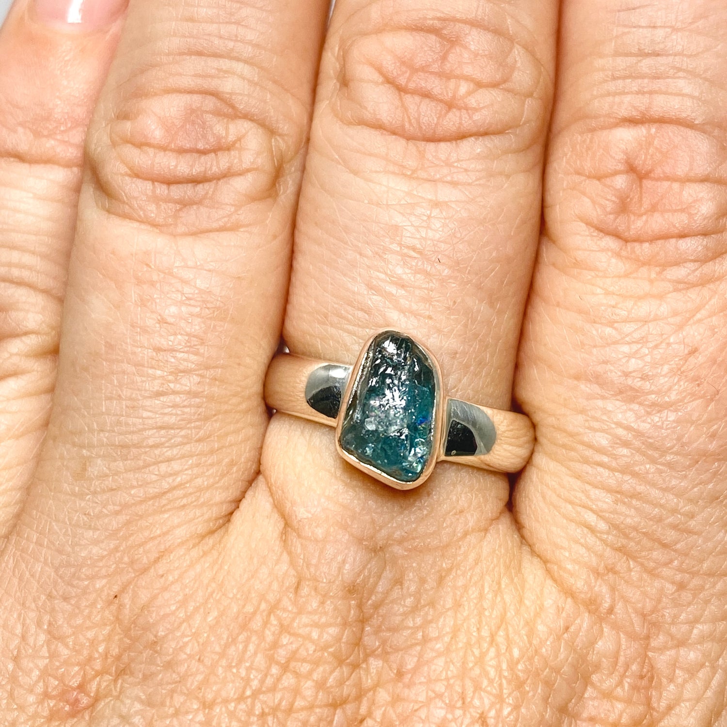 Blue Tourmaline Raw Ring Size 8 PRGJ717