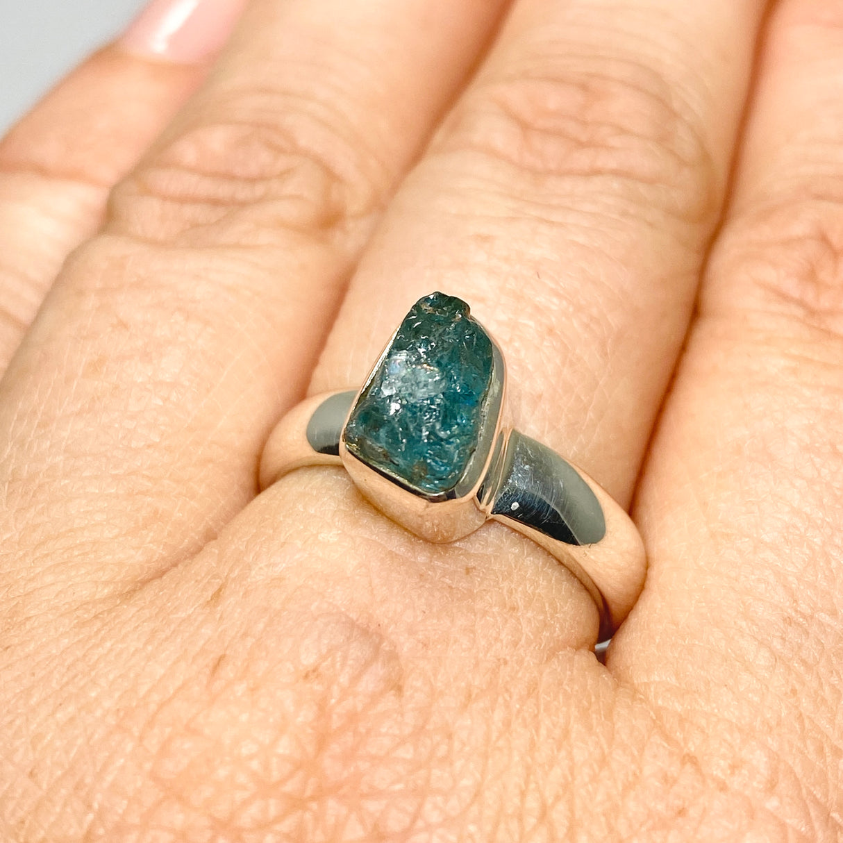 Blue Tourmaline Raw Ring Size 8 PRGJ717