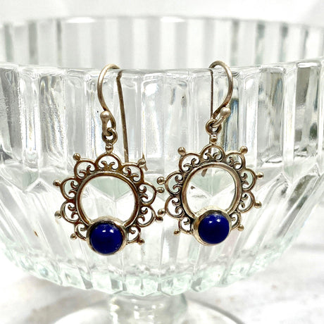 Boho mandala Lapis Lazuli cabochon earrings KEGJ575 - Nature's Magick