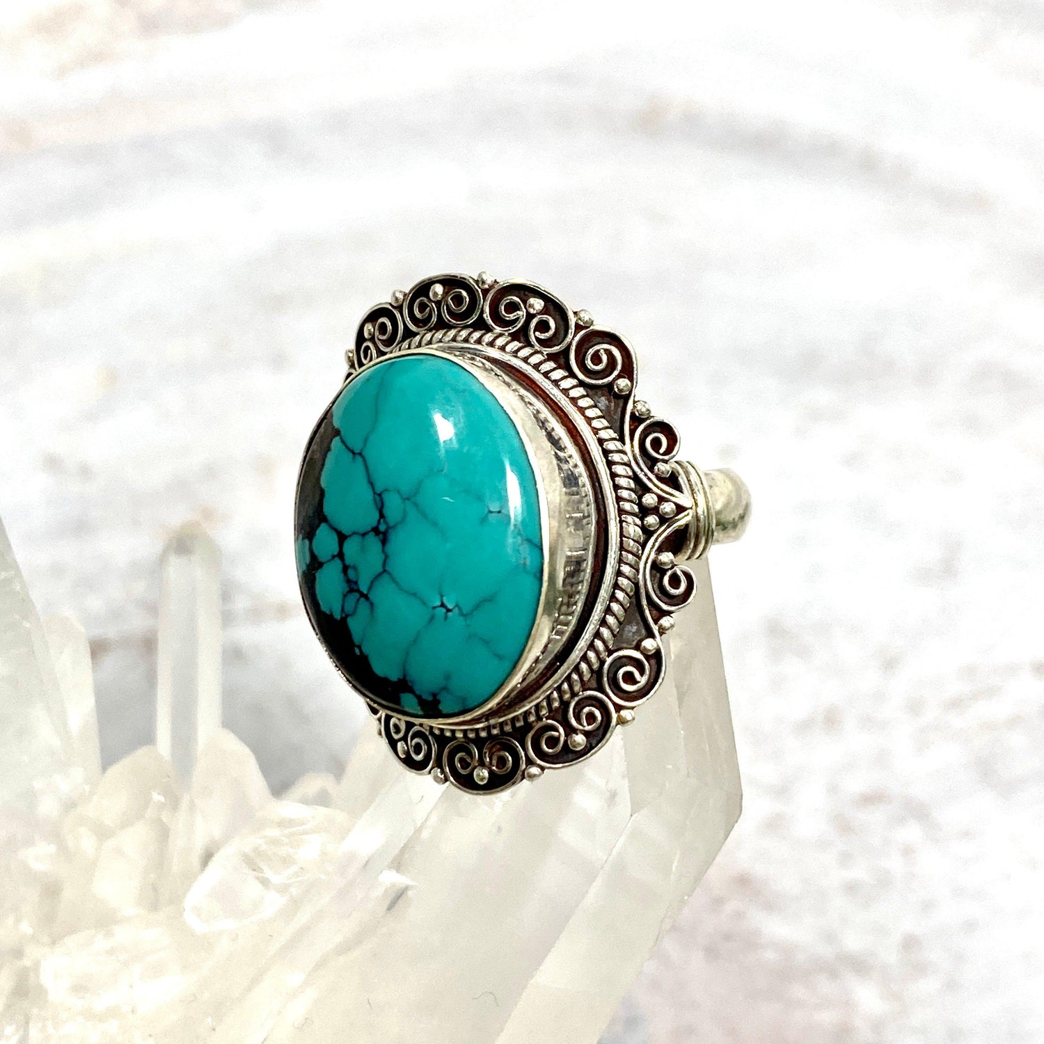 Boho Style Turquoise oval ring s.7 KRGJ2778 - Nature's Magick