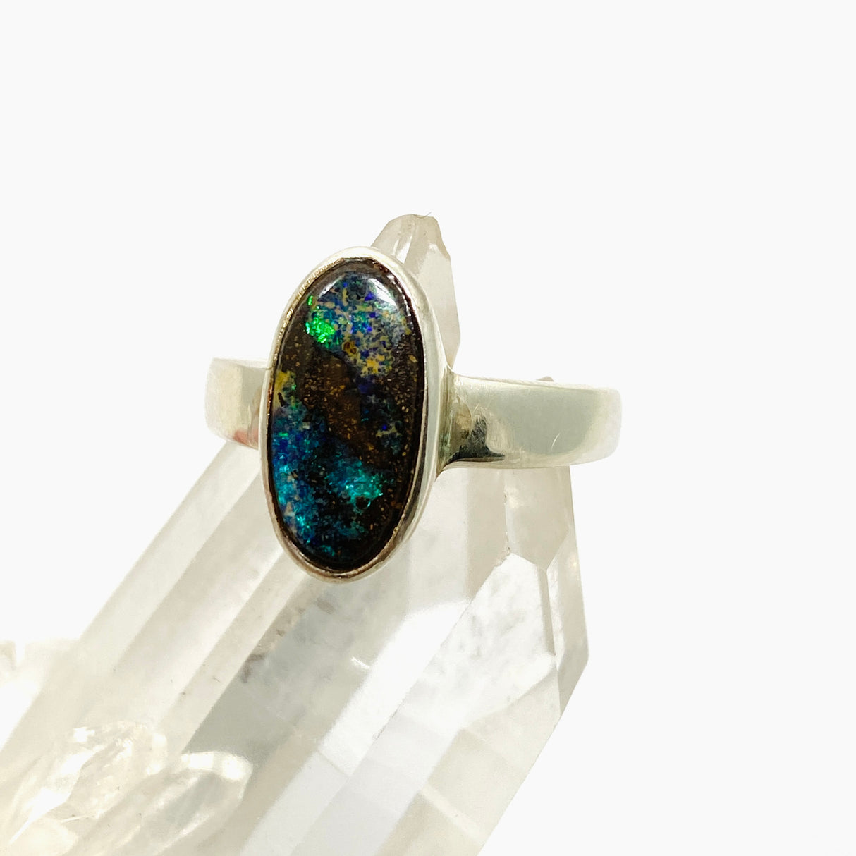 Boulder Opal Oval Cabochon Ring Size 7.5 PRGJ846