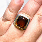 Brandy Citrine faceted square ring s.11 KRGJ2901 - Nature's Magick