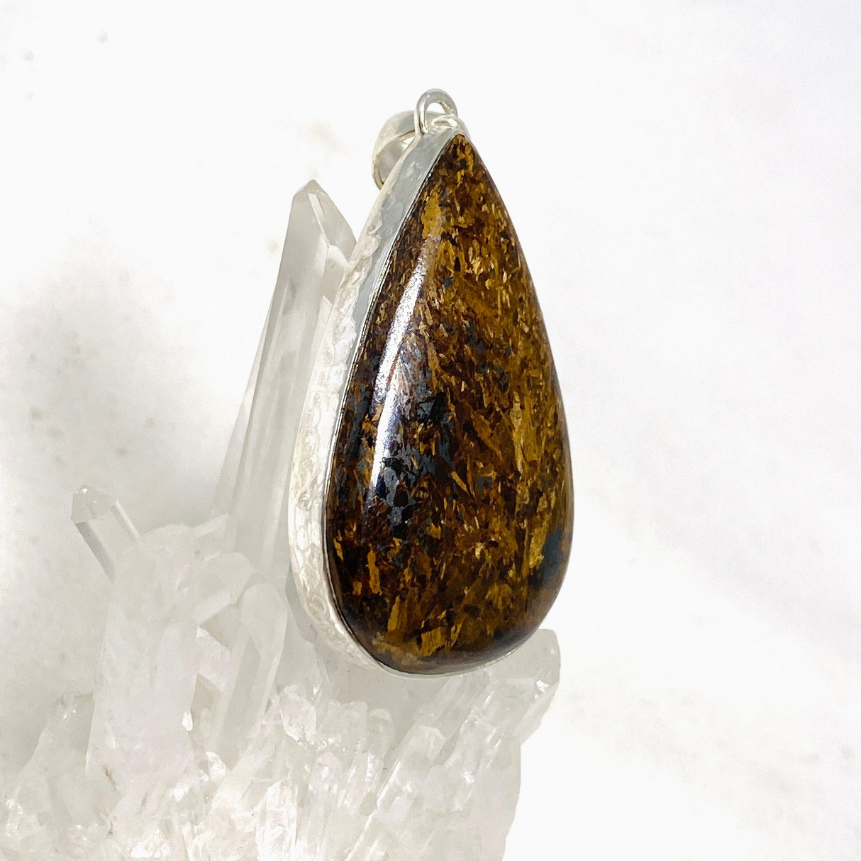 Bronzite Teardrop Pendant in a Hammered Setting KPGJ4435 - Nature's Magick