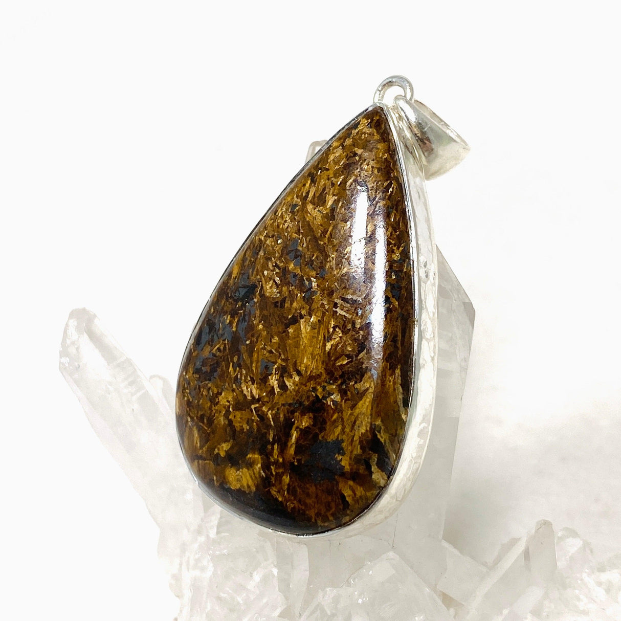 Bronzite Teardrop Pendant in a Hammered Setting KPGJ4435 - Nature's Magick