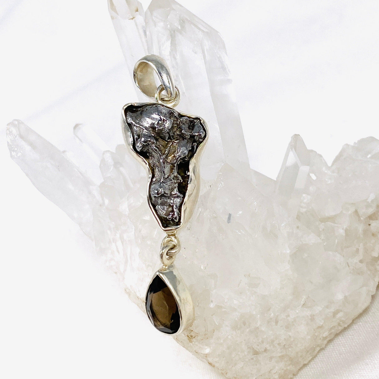 Campo Del Cielo Meteorite and Smokey Quartz Pendant PPGJ638 - Nature's Magick