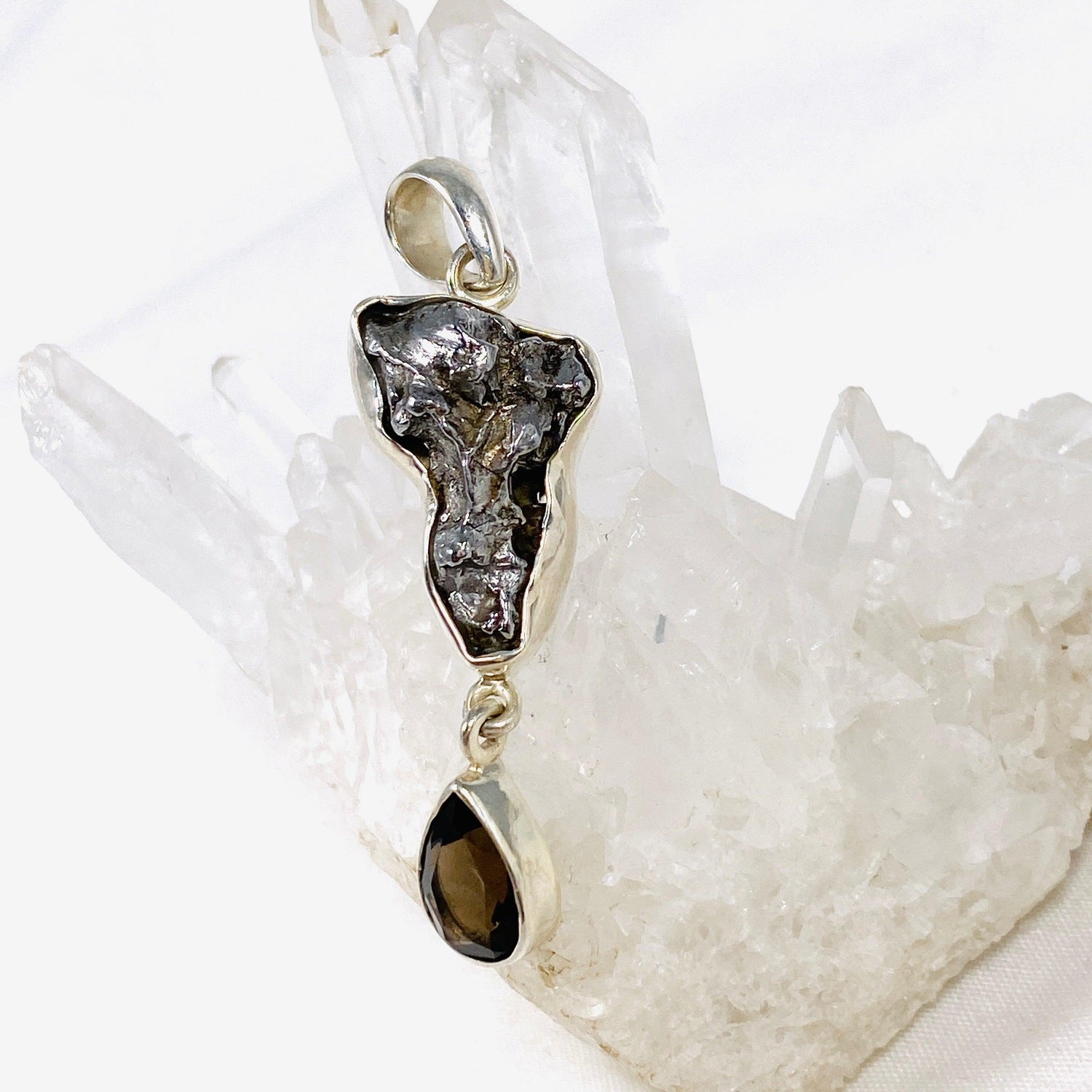 Campo Del Cielo Meteorite and Smokey Quartz Pendant PPGJ638 - Nature's Magick